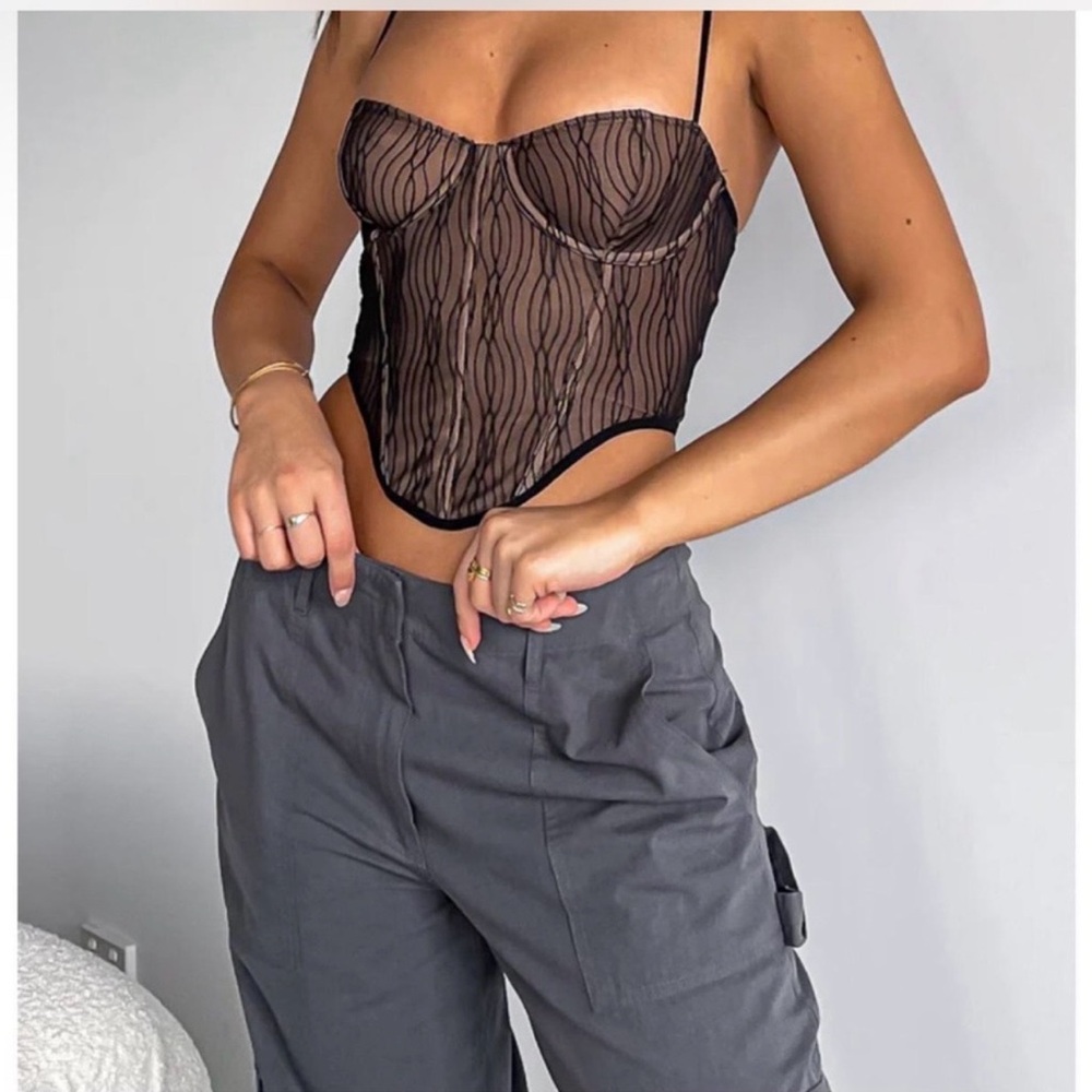 Black Sheer Corset Top